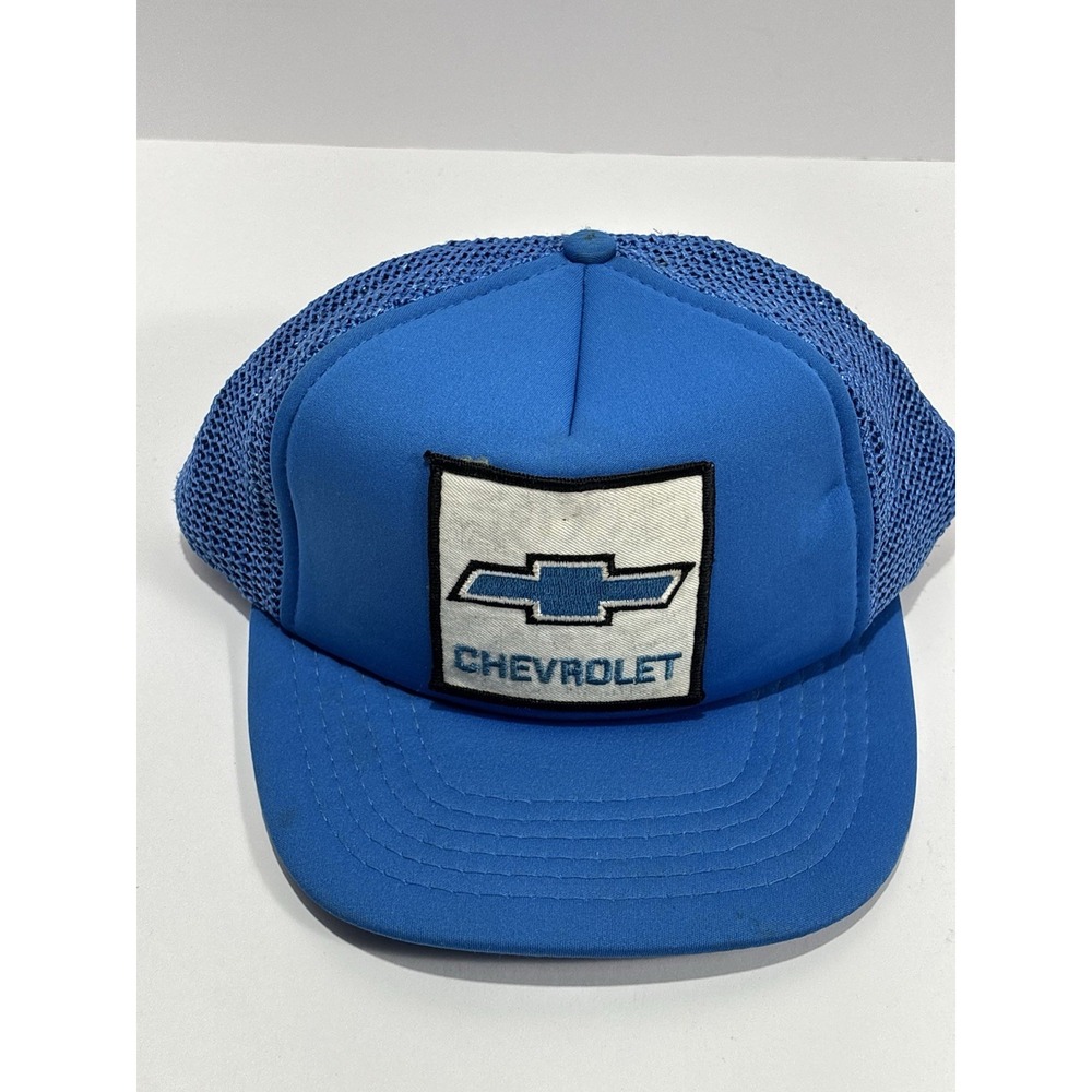 Vintage Chevy Chevrolet Embroidery Bowtie Patch Mesh Hat Cap Snapback Blue